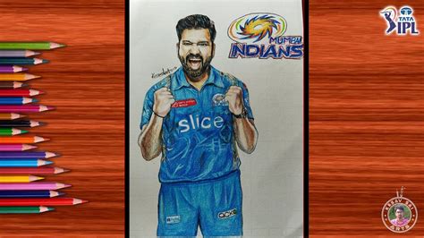 Rohit Sharma MI Colour Pencil Drawing (Mumbai Indians ) M Kesav Arts ...