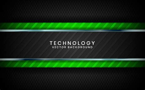 Premium Vector | Abstract 3d black technology background overlap layers on dark space with green ...