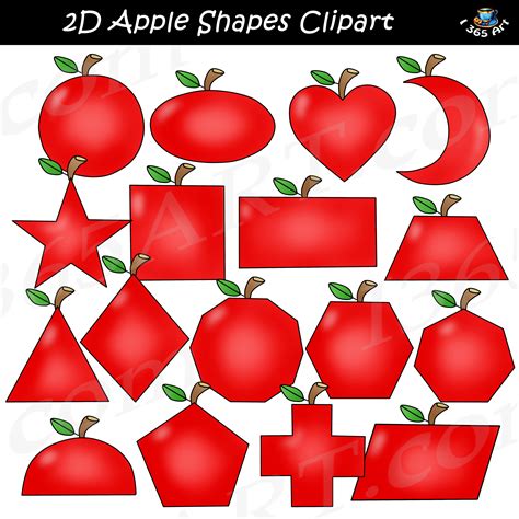 2D Apple Shapes Clipart Graphics Download - Clipart 4 School