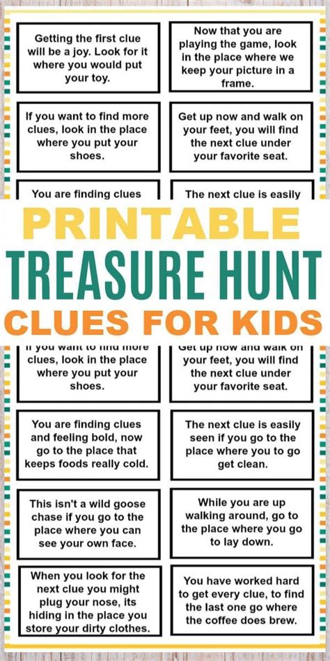 These printable treasure hunt clues for kids are a fun and easy kids activity. The clues are ...