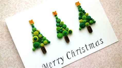 Simple Merry Christmas Card: Quilling Christmas Card with Tree - YouTube