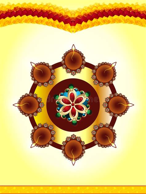 Happy Diwali Celebration Background with Rangoli Stock Illustration - Illustration of india ...