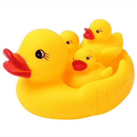 4pcs/lot Water Sports Entertainment Yellow Rubber Ducks Bathtime Pool Float Squeaky Bath Baby ...