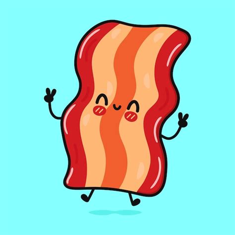 Premium Vector | Cute funny jumping bacon