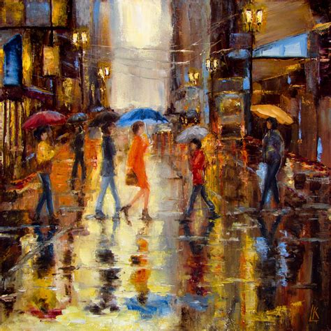 Rain City Street Scene Umbrellas Cityscape Urban life Artworks Wall art ...