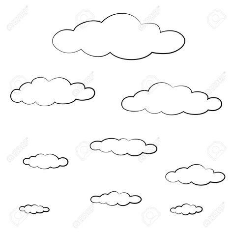 black outline vector Cloud on white background. | White background ...