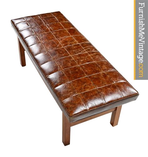 mid century modern leather bench