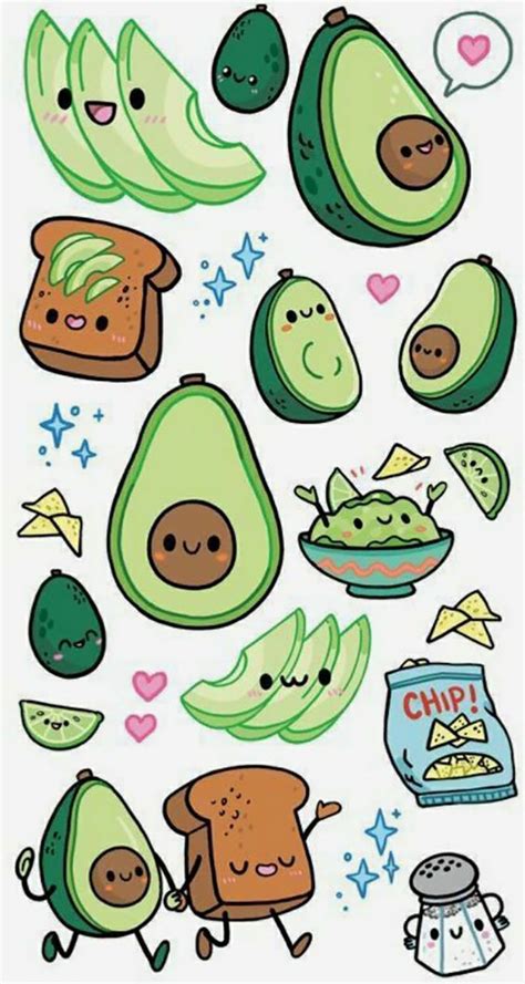 40 Cool Avocado Drawing Ideas - Beautiful Dawn Designs | Desenhos fofos ...