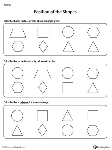 Positional Words Worksheets For Pre K