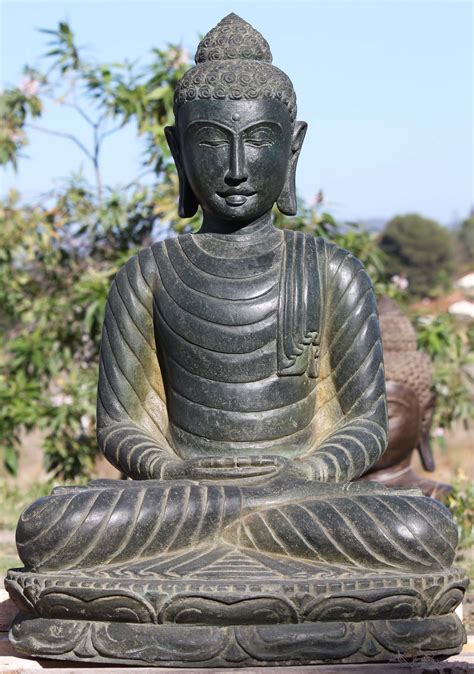 SOLD Stone Meditating Garden Buddha Sculpture 32" (#111ls556): Lotus ...