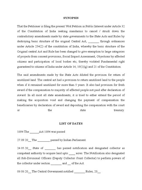 PIL Format For Supreme Court Under Article 32 of The Constitution of ...