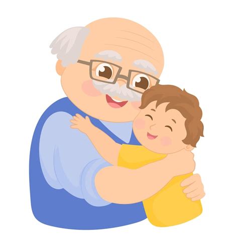 Premium Vector | Happy grandfather and grandson bow their heads