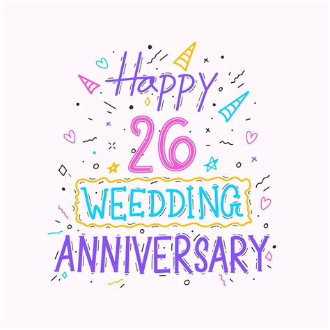 Happy 26th wedding anniversary hand lettering. 26 years anniversary ...