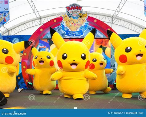 Pikachu Mascot is Dancing on the Stage, Performance for Children`s Day in Thailand Editorial ...