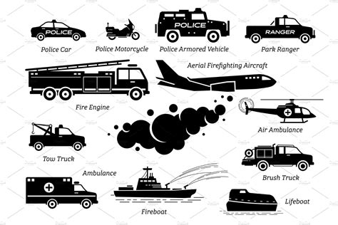 Emergency Vehicles Types Pictogram | Icons ~ Creative Market