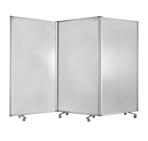 Benjara Accordion Style Plastic Inserts 3 Panel Room Divider With Casters, Gray | Wayfair