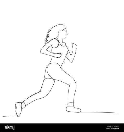 vector, white background, continuous line drawing of a girl running Stock Vector Image & Art - Alamy