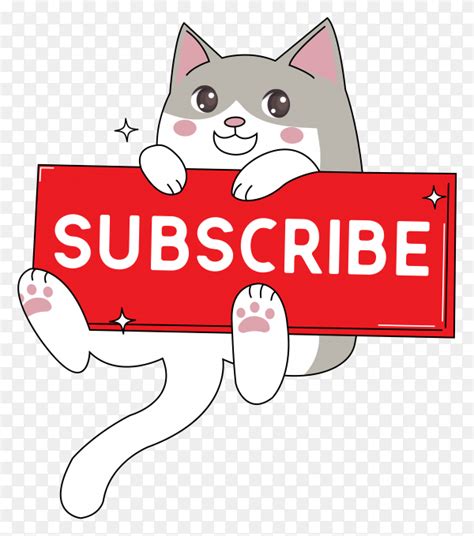 Cute cat logo mascot with subscribe button on transparent background ...