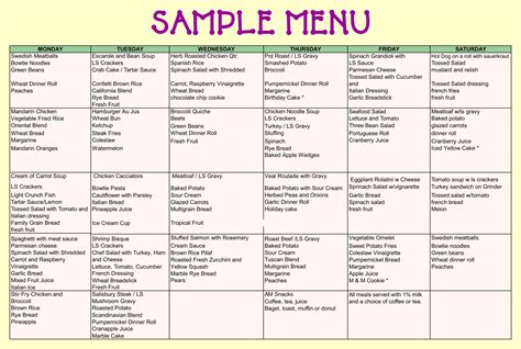 Sample Daycare Menus - 10 Free PDF Printables | Printablee