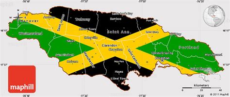 Flag Simple Map of Jamaica, flag rotated