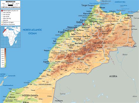 Large detailed physical map of Morocco with roads, cities and airports | Vidiani.com | Maps of ...