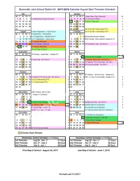 2017 - 2018 School Calendar | Bonneville Joint School District #93 ...