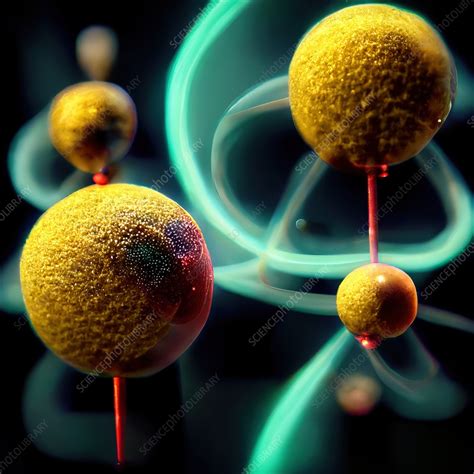 Subatomic particles and atoms, conceptual illustration - Stock Image ...