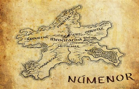 Númenor Map from The Lord of The Rings Middle Earth Hobbit | Etsy