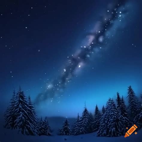 Snowy night with stars on Craiyon