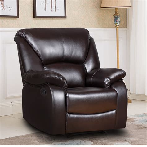 Harper & Bright Designs PU Leather Home Theater Recliner (Brown ...