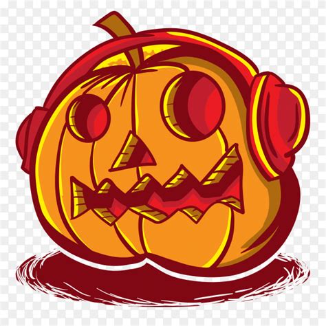 Pumpkin halloween monster music with earphone Clipart PNG - Similar PNG