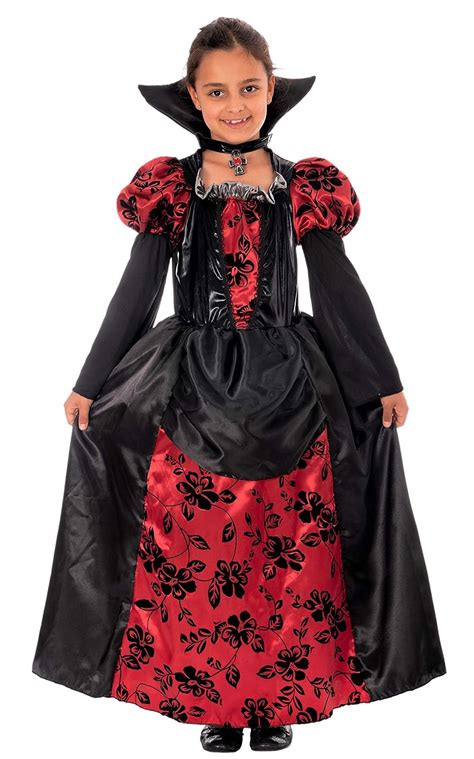 Magicoo vampire queen costume for girl kids Halloween red and black ...