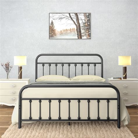 Vintage Full Metal Bed Frame with Headboard and Footboard Platform ...