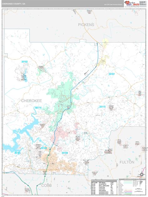 Cherokee County, GA Wall Map Premium Style by MarketMAPS - MapSales