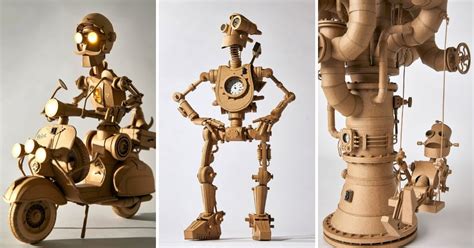 Greg Olijnyk's cardboard robots: merging engineering and art in captivating sculptures ...