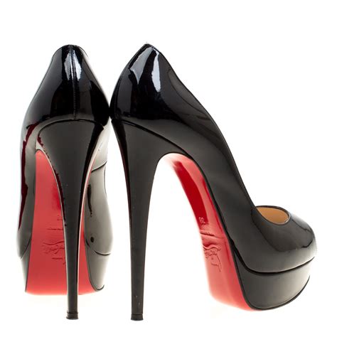 Christian Louboutin Black Patent Leather New Very Prive Peep Toe ...