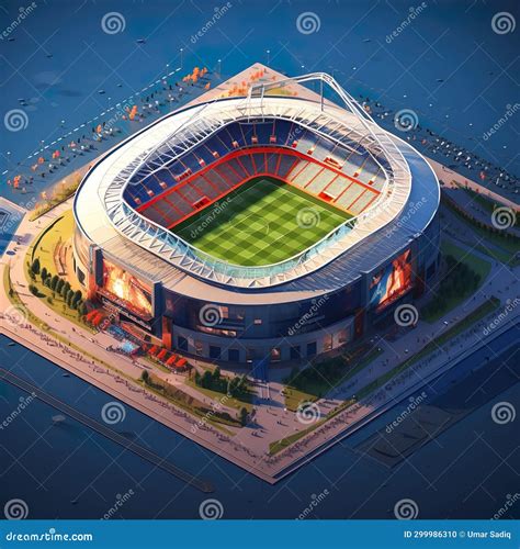 The Soccer Stadiums Epicenter, Where The Golden Winners Cup Shines Triumphantly Stock Image ...