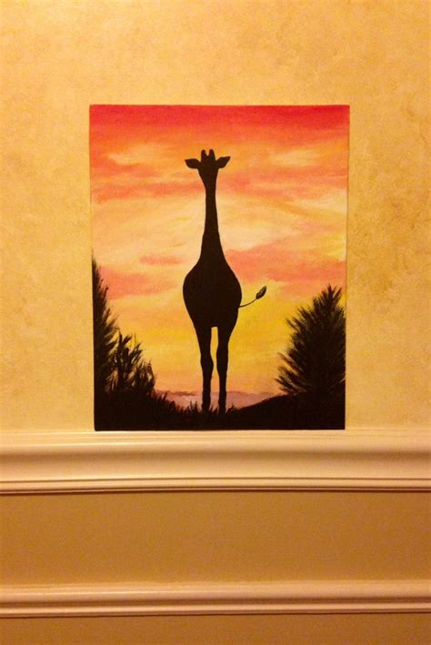 Original Giraffe Painting Original Sunset Painting 11x14 | Etsy