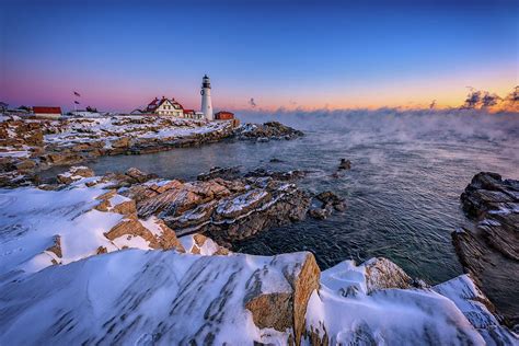 Winter Morning at Portland Head Lighthouse Photograph by Rick Berk - Fine Art America