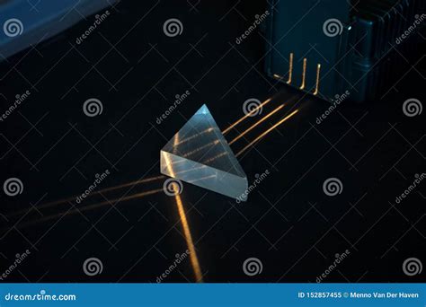 Breaking and Reflection of Light Beams in a Prism. Physics Experiment. Stock Image - Image of ...