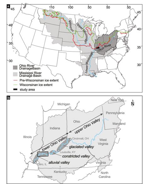 (a) Map showing the extent of glaciation in the Ohio River and... | Download Scientific Diagram