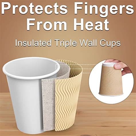 Luckypack Hot Paper Cups_12 oz Disposable Insulated Corrugated Sleeve Ripple Wall Paper Cup for ...