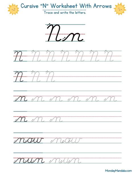 10 Cursive N Worksheets (Free Letter Writing Printables)