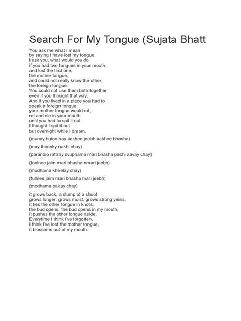 Search For My Tongue Poem | PDF