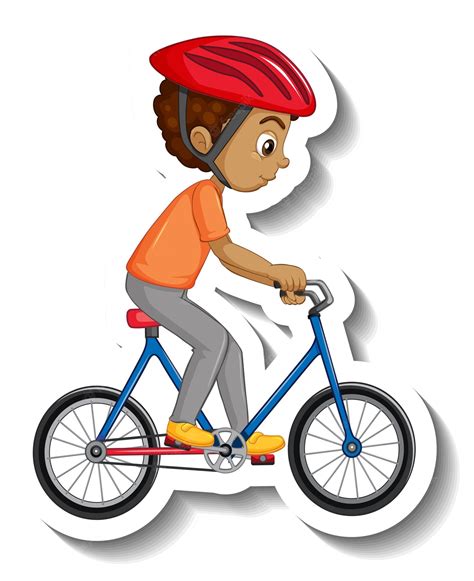 Vector Illustration Of Happy Kids Riding Bicycles In The Park - Clip Art Library