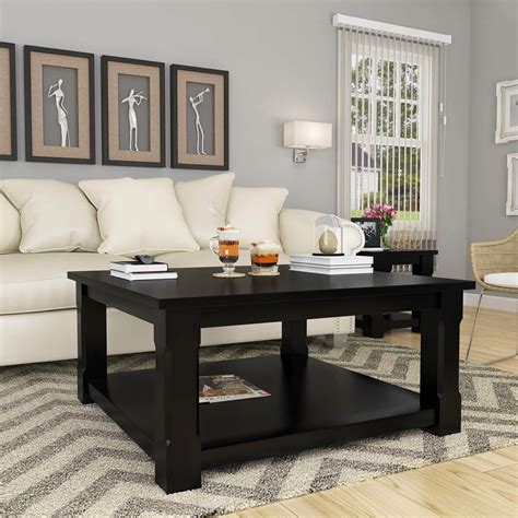 Brimson Contemporary Style Solid Wood 2 Tier Square Coffee Table