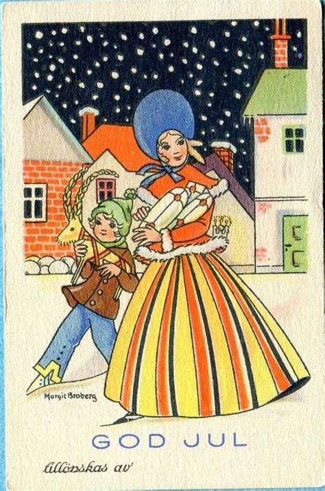 Vintage Swedish Christmas Card ~ Orange Details | Postcard, Vintage ...