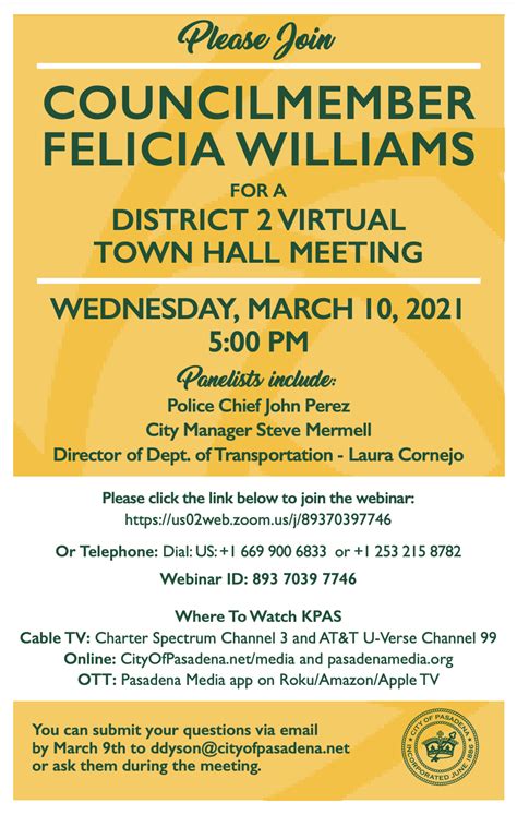 Virtual Town Hall Meeting - March 10, 2021 - City Council • District 2