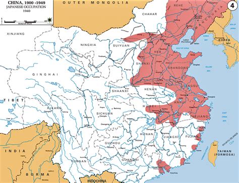 Map of China 1940: Japanese Occupation