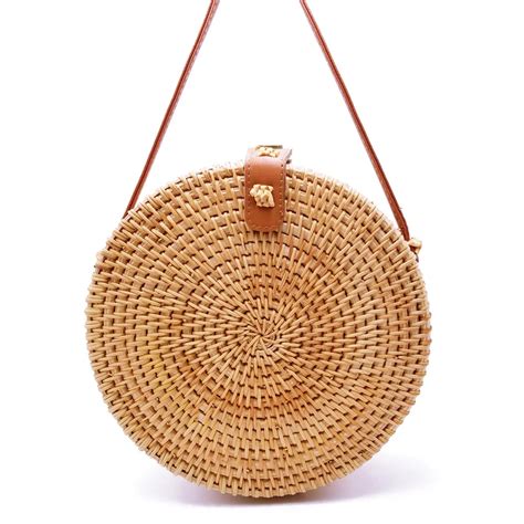 Vietnam Hand Woven Bag Round Rattan Straw Bags Bohemia Style Beach ...